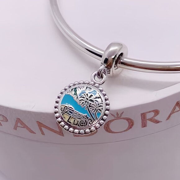 Pandora Saint Lucia Beach Exclusive Dangle Charm Bracelet Hanging S925 Silver - Picture 1 of 2